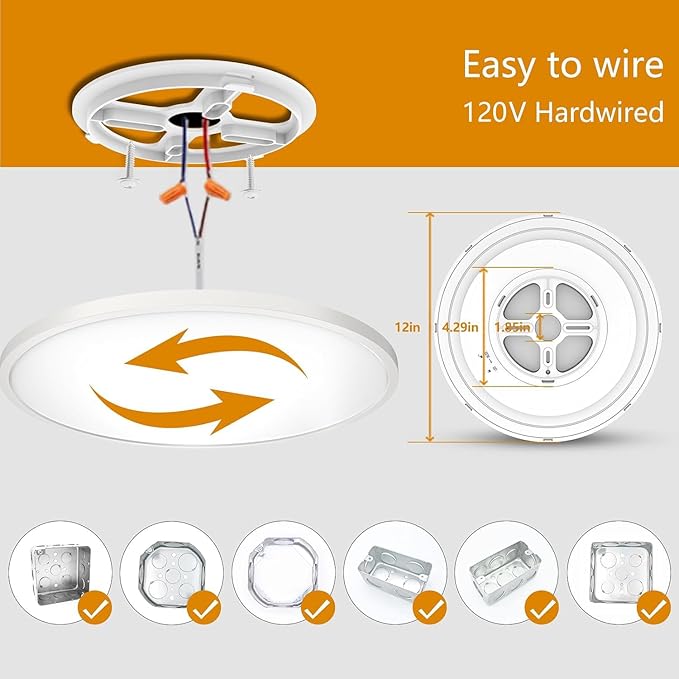 4Pack Flush Mount Ceiling Light with Nightlight 12in , 24W 2400LM Dimmable LED Ceiling Lights with Remote & APP Control, 2700K-6000K Adjustable, Perfect for Bedroom/Living Room/Kitchen, Round White