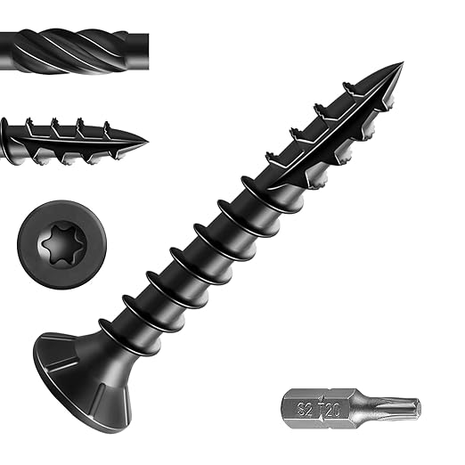 #8 * 1-1/4" Black Deck Screws, (233pcs) 1 lbs.Exterior Wood Screws, Rust Resistant Epoxy Coated, Bronze, T20 Star Bit