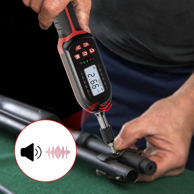 Torque Screwdriver Digital 2.66-53.1 in-lbs/0.3-6 Nm, Adjustable Screwdriver Torque Wrench Set with Buzzer/LED Indicator Notification for Bike Repairing, Tools, Maintenance and Mounting