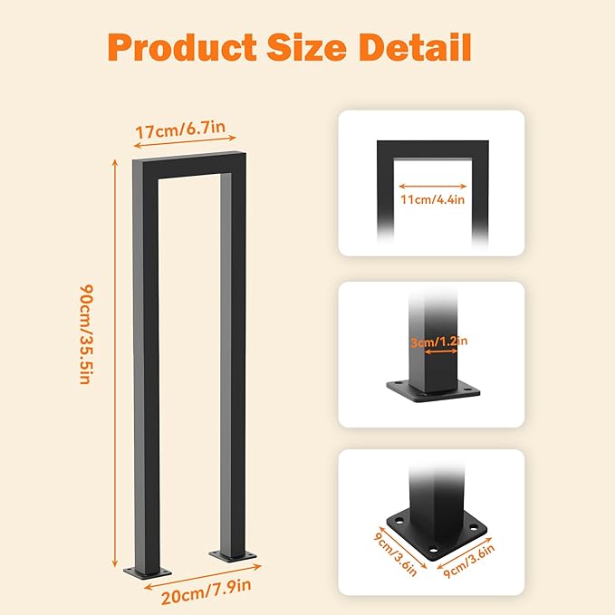 U-Shaped Staircase Handrails,Indoor Outdoor Iron Matte Black Stair Handrail,Floor Mounted Industrial Hand Rail,Non-Slip Support Bar Porch Deck Loft Corridor Stair Rail for Elderly & Children(90cm/3FT)