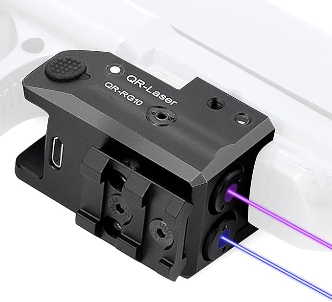 Red Green Purple Blue Laser Light Combo, 800 Lumens Tactical Flashlight Laser Sight, Built-in USB Rechargeable Battery, Adjustable Compact Tactical LED Light Laser Beams for Handguns with a Rail