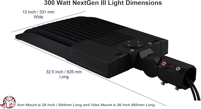 42,000 Lumen - 300 watt NextGen III LED Shoebox Lights - Dimmable - NO Photocell - Slip FIT Mount -10KV Surge