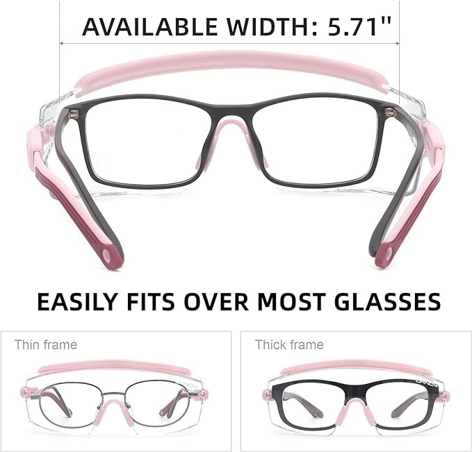 UKNOW Safety Goggles Over Glasses, Anti Fog Safety Glasses with Clear Wraparound Lens, ANSI Z87.1 Protective Eyewear