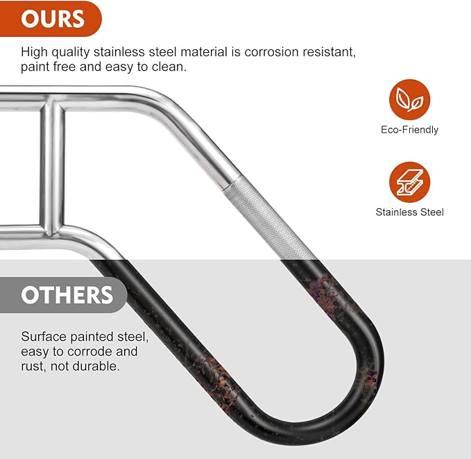 2025 Upgrade Handrails for Outdoor Steps Wall Mount Handrail, 304 Stainless Steel 1 to 3 Steps Stairs Anti-Slip Hand Rail, Deck Wall Mounted Grab Bars Suitable for Indoor, Garage, Porch, Garden