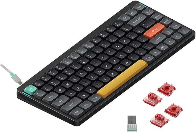 NuPhy Air75 V2 Portable 75% low profile Mechanical Keyboard,Wireless Keyboard,Supports Bluetooth/2.4G/USB-C RGB Bluetooth Keyboards,Compatible with Windows/Mac OS/Linux Systems-Gateron Cowberry Switch