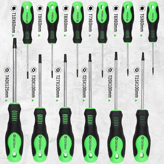 SWANLAKE Magnetic Torx Screwdriver Set - 13 Pieces - T5 to T40 Star Screwdrivers