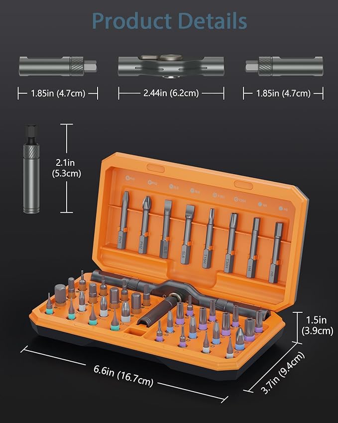 Upgraded 42 in 1 Magnetic Screwdriver Set, Ankilo DIY Ratchet Screwdriver Set, Multi Bit Magnetic Drive with 40 PCS Magnetic Bits, Portable Repair Tool Kit for Home, Bike, Repairs