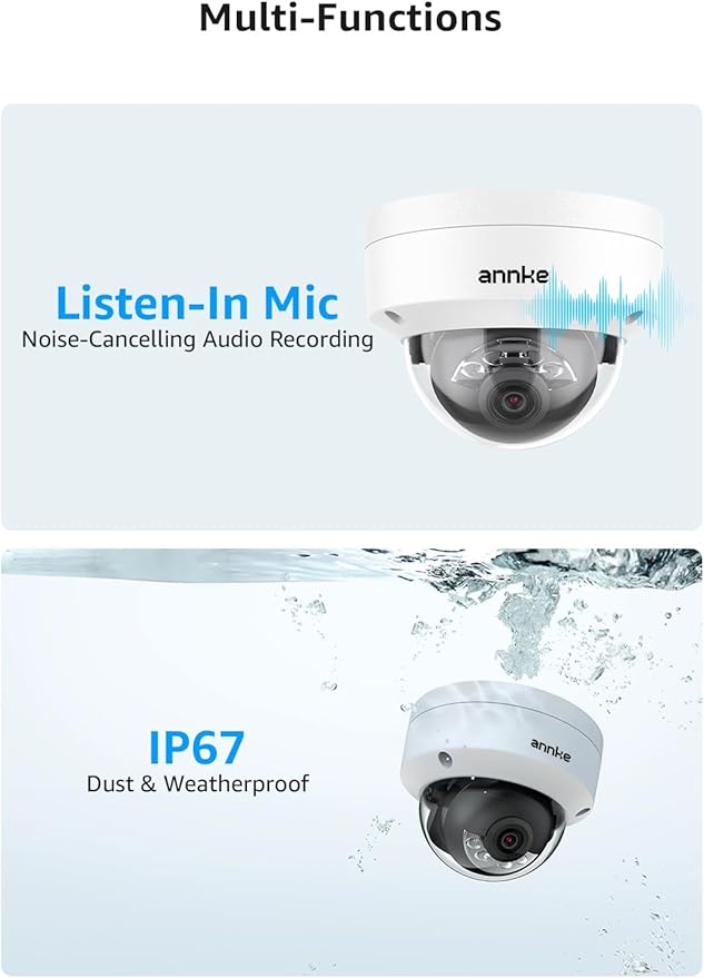 ANNKE 4K 16CH PoE Camera System, H.265+ 12MP NVR, 8X 8MP Wired Dome Security IP Cams, AI Motion Detection, Built-in Mic, 4TB HDD, Spotlight Color Night Vision, Compatible with Alexa, Not PTZ