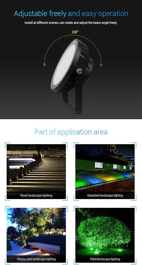 LGIDTECH FUTC05 25W RGB+CCT Outdoor LED Landscape Garden Spotlight AC100-240V Million Colors Changing,Color Temperature Adjustable,Memory Function.Remote,Wall Panel,Hub is Sold Separately