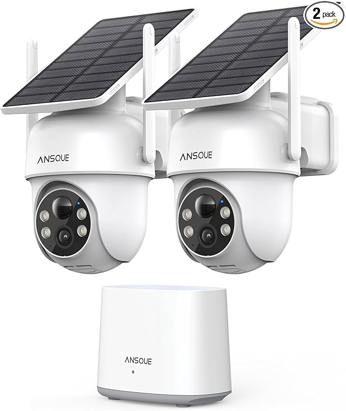 Security Cameras Wireless Outdoor Home System, 2 Camera Kit, No Subscription Fees, Solar Powered, Local Storage, 365-Day Battery Life, 360°PTZ Surveillance, Auto Tracking, 2K Color Night Vision