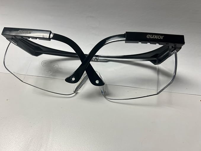 Safety Glasses Goggles (2 Pack) Shattered Proof, ANSI Z87.1 & EN 166 UV Resistant, Wide Frame Scratch Resistant Eye Shield Black Frame Wear over Glasses Adjustable temples Unisex.