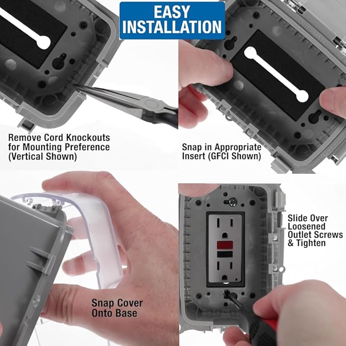 Intermatic WP5100C Extra-Duty in-Use Electrical Outlet Cover - Single Gang, Versatile Outdoor Receptacle Cover - Secure and Weatherproof Design for Outdoor GFCI Outlets, Durable Plug Cover - 2.75"