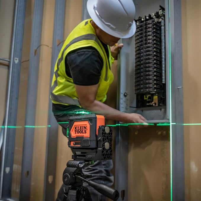 Klein Tools 93PLL Self-Leveling Laser Level with Bright Green 3x360-Degree Planes, Rechargeable Battery, Magnetic Mount