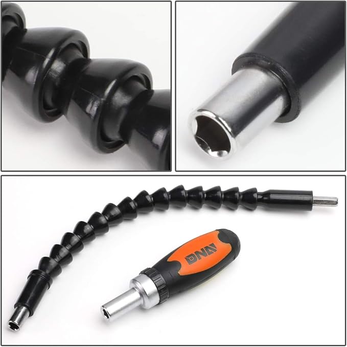 DNA MOTORING 64pcs Mechanic's Auto & Home Repair Tool Box, Screwdriver Bit Tool Set, SAE and Metric Socket Wrench Set, Orange/Black, TOOLS-00026