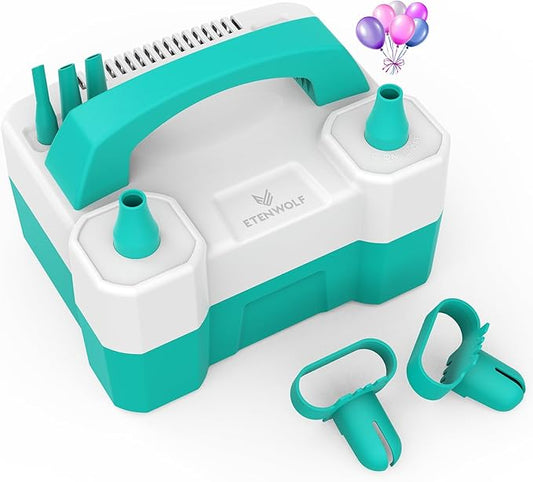 ETENWOLF P400 Balloon Pump Electric for Balloons with 2 Nozzles 110V 550W Balloon Blower for Party Metalic Latex Foil Balloons, Balloon Inflator for Birthday Decorations