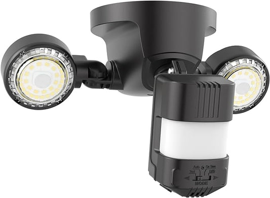 SANSI 25W 3000LM Motion Sensor Outdoor Security Lights, 5000K Daylight, Dusk to Dawn, 320° Angle Eave Mount Security Lights Super Bright for Yard, IP65 Waterproof, ETL Listed, Black