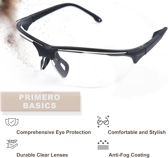Anti-Fog Safety Glasses,Shooting Eye Protection, 3-Pack,Clear Protective Eyewear,Over Glasses,Safety Goggles for Men and Women,Work Goggles,Lab Glasses,Protective Glasses for Gun Range,Chemistry