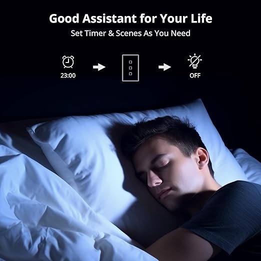 SONOFF Smart Light Switch，2.4GHz WiFi Touch Smart Wall Switch for Lights, Works with Alexa and Google Home, RF433 Remote Interruptor Inteligente, Neutral Wire Required, 2 Gang 1 Way TX T3 Black