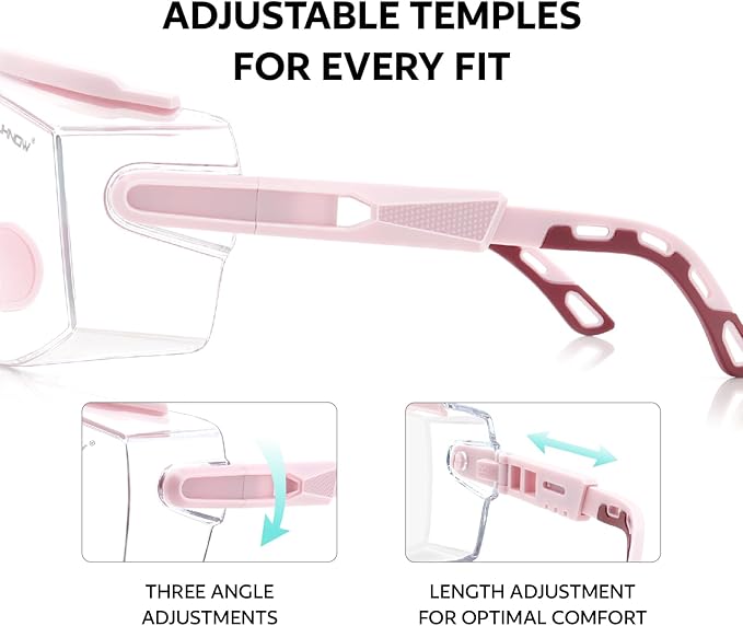 UKNOW Safety Glasses Over Eyeglasses, Anti Fog Safety Goggles ANSI Z87.1, Adjustable Protective Eyewear