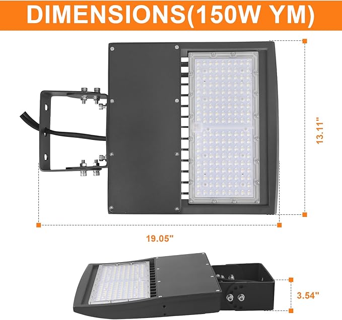 480V 150W LED Parking Lot Lights, 21000LM LED Shoebox Street Light Flood Light (500W MH/HPS Equiv.), 5000K Dimmable Commercial Area Lighting with 20KV Surge Protection, IP65 277-480V UL&DLC Listed