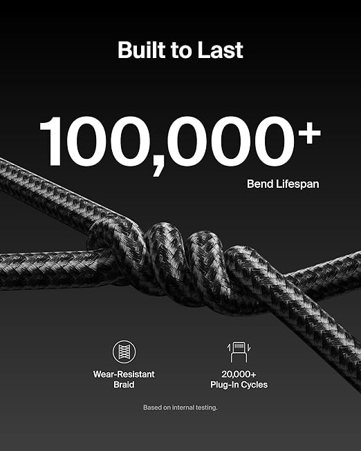 Belkin USB C to USB C Cable 2-Pack, 6.6ft, 240W - Type C Charger, iPhone Charger Cord, Soft, Braided, Flexible for iPhone 16, Galaxy S25, Pixel 9, MacBook, Chromebook, iPad Pro, Switch – Black