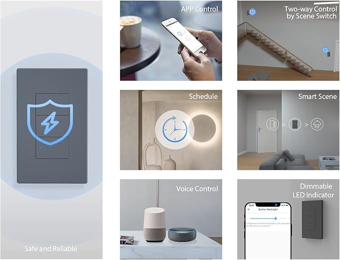 SONOFF Smart Light Switch, 2.4GHz WiFi, Neutral Wire Required Interruptor Inteligente, Voice Control with Alexa and Google Home, M5 3C
