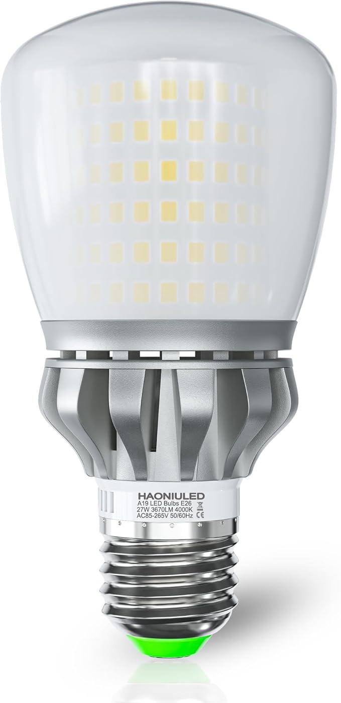 LED Light Bulbs, 250W Equivalent, 27W Non-Dimmable, 3670Lumens, 4000K, 1 Pack