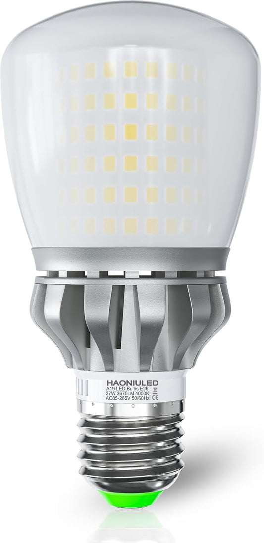 LED Light Bulbs, 250W Equivalent, 27W Non-Dimmable, 3670Lumens, 4000K, 1 Pack