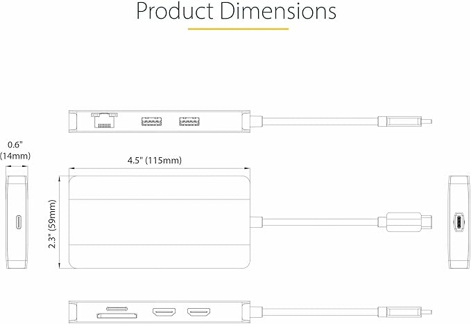 StarTech.com USB-C Docking Station for Windows, ChromeOS and Ubuntu, Dual 4K 60Hz HDMI Video, HDR10, USB 5Gbps Hub, 100W Laptop Charging, GbE, SD, MicroSD