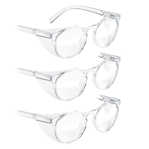 Stoggles Round Z87.1 Certified Polycarbonate Safety Glasses, Scratch & Shatter-Proof, Blue-Light & UV Blocking Lens, Top & Side Shields, Anti-Fog Dip Coated, Durable, Protective & Stylish Eyewear