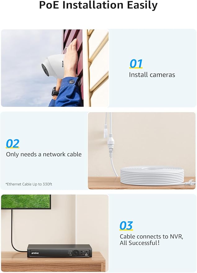 ANNKE 4K PoE Security Camera System with Audio Recording, 8 Channel 12MP H.265+ NVR with 4Pcs 8MP IP Turret Cams, Wide-Angle, IP67 Waterproof, Smart Dual Light, AI Human&Vehicle Detection(2TB HDD)