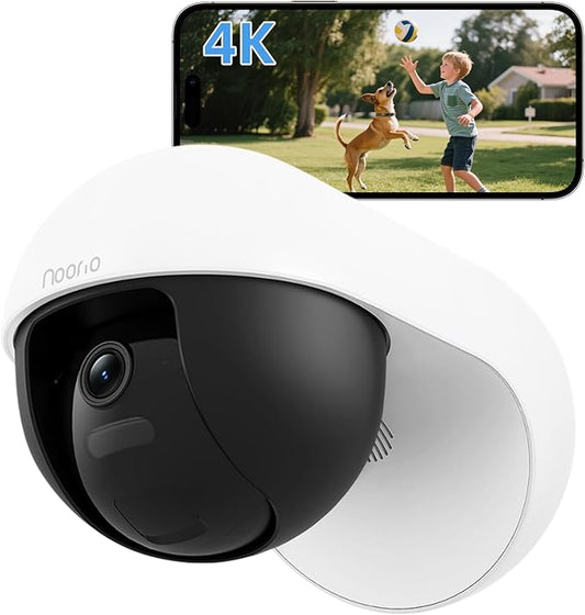 Noorio 4K 8MP Outdoor Security Camera, 5G/2.4GHz WiFi 6 PTZ Floodlight Camera for Home Security, 256G Local Storage, Two-Way Talk, 24/7 Recording,16X Zoom,Night vision, Human/Vehicle/Pet/Dog Detection
