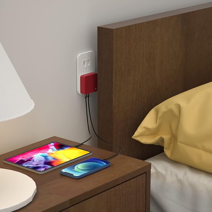 Nekmit USB C Charger, Thin Flat 52W 4-Port Fast Wall Charger with Two 20W Power Delivery and 2 USB Port for iPhone 13/13 Mini/13 Pro/13 Pro Max, Galaxy, Pixel, iPad Pro, AirPods Pro and More, Upgraded