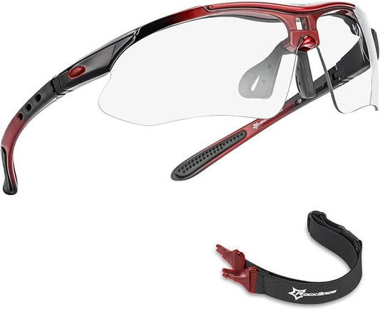 ROCKBROS Pickleball Photochromic Glasses Cycling Glasses with Removable Elasctic & Temple Band Sunglasses Fit for Men Women