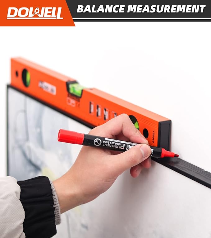 DOWELL 18 Inch Magnetic Spirit Level with Metric Scale, 3 Different Bubbles-45°/90°/180°, HY030661
