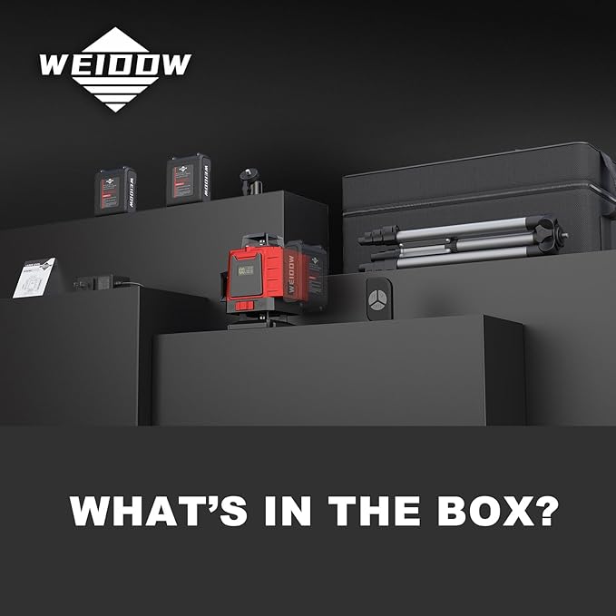 Laser Level 360 Self Leveling with Tripod,WEIDDW 4D Lazer Level,4x360° Cross Line Laser for Construction Project Renovation,Floor Tile, Laser Level Lines Tool,Durable Case