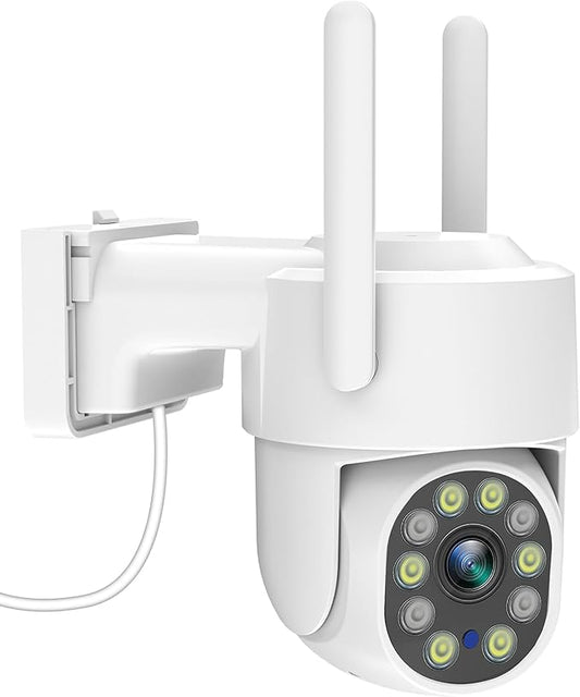 4K Outdoor Security Camera, 8MP 2.4G/5G WiFi &Wired Cameras for Home Security, 360° View Pan Tilt IP Surveillance Camera with Human Detection, Auto Tracking,Two Way Talk, Full Color Night Vision