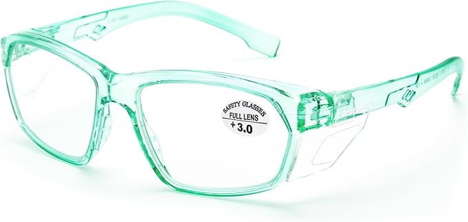 ProtectX Stylish Anti-Fog & Scratch-Resistant Safety Glasses With Readers, UV Protection Goggles, Anti-Impact Lightweight Glasses for Men＆Women Jade Reading 3.0