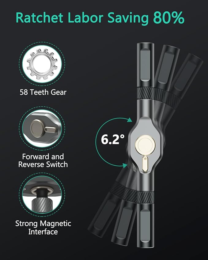ORIA 34 in 1 Magnetic Screwdriver Set, DIY Ratchet Screwdriver Set, Upgraded Portable Repair Tool Kit with Detachable Ratchet Handle, 32 Color-Coded Precision Bits for DIY Furniture Computer Bicycle