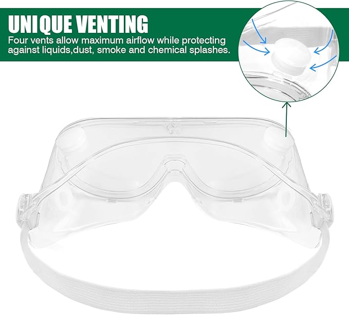 30 Pack Clear Protective Safety Goggles Lab Goggles Over Glasses Anti Fog Lightweight Eye Protection Goggles for Men Women