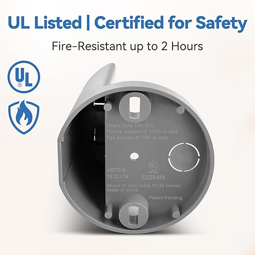 Ceiling Fan Box, Non-Metallic Side Mount Box with Cover, 12 Cu.in, UL Listed, 12-Pack