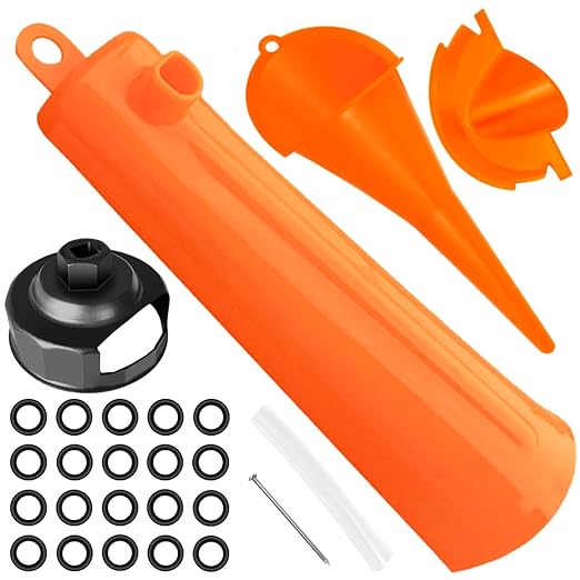 Oil Change Tool Kit for Harley Davidson Accessories,Oil Filter Wrench,Crankcase Fill Tool,Primary Case Funnel,Drip-Free Oil Filter Funnel,20PCS O-Rings