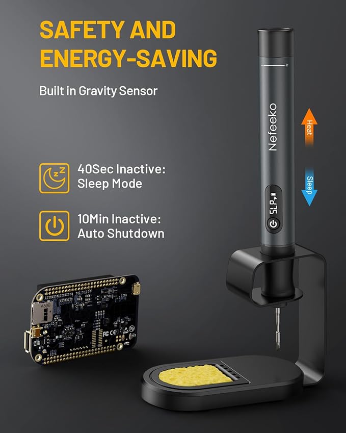 Nefeeko Cordless Soldering Iron Kit, Rechargeable Soldering Iron with Stand, 7s Fast Heating, Auto Sleep/Off, C210 Soldering Iron Tips, Portable Soldering Pen Soldering Gun Kit for Electronics Repair