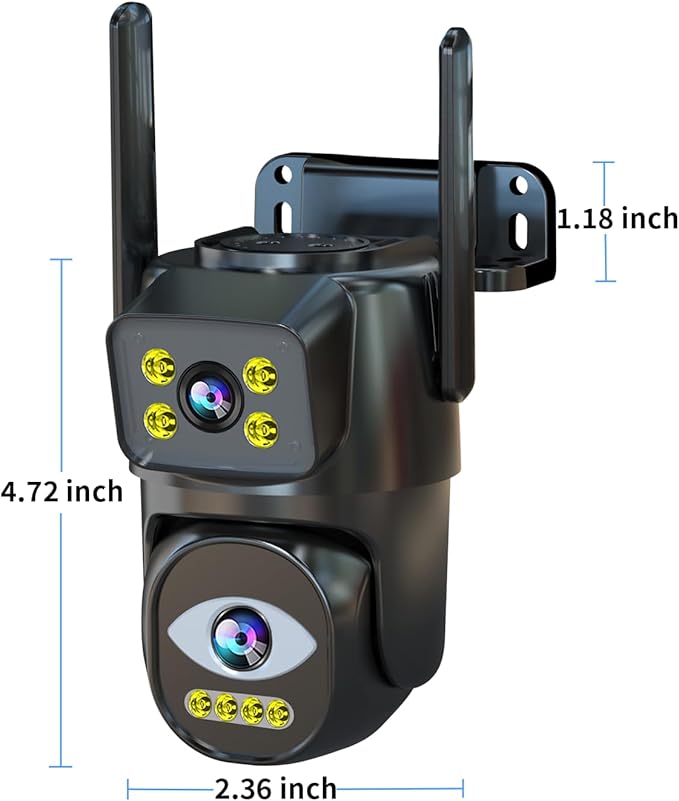 Dual Lens WiFi Security Camera Outdoor, 2.4G/5G PTZ Outdoor Plug-in Camera Auto Tracking,Home Security Surveillance System,WiFi,Night Vision,7/24 Recording