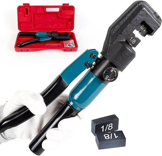 Muzata Custom Cable Railing Crimping Tool Hydraulic Crimper Hydraulic Crimping Tool for 1/8" Stainless Steel Cable Railing Kit Wire Rope Swaging Kit with Spare Dies CR09