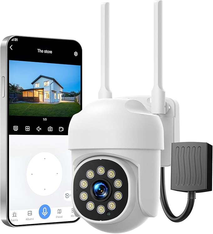 Security Cameras Wireless Outdoor, 350° Pan & 90° Tilt CCTV Camera with Auto AI Motion Detection & Spotlight Siren Alarm, WiFi Surveillance Indoor Home Camera, Color Night Vision, 2-Way Talk