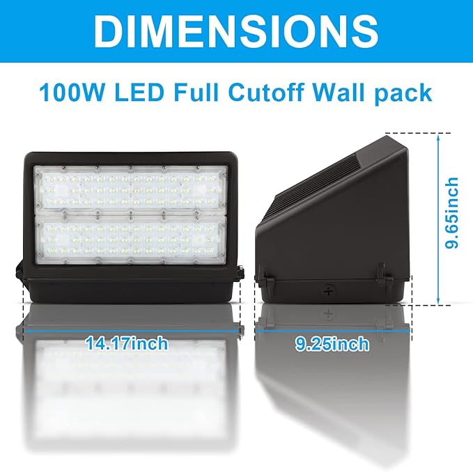 OSTEK 100W Full Cut-Off LED Wall Pack Light with Photocell 11000LM 5000K - Replaces 400 watt Metal halide/HPS, Outdoor Area Full Cutoff Wall Pack led Light Fixture IP65, UL, DLC (watts, 100)