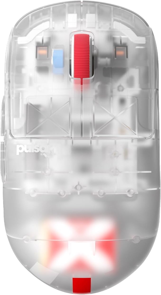 Pulsar Gaming Gears - Super Clear Limited Edition: X2H Mini Wireless Gaming Mouse, Symmetrical, Ultra Lightweight 1.83 oz (52g), PAW3395 26k DPI Optical Sensor, Optical Switch (Mini, Super Clear)