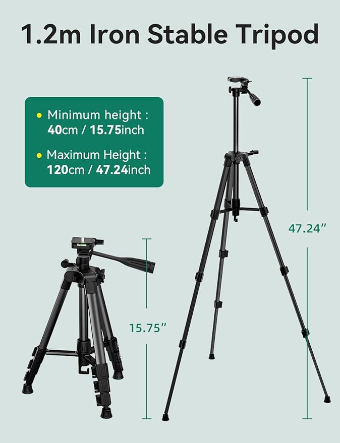 Laser Level with Adjustable 47 inch Tripod, RockSeed 1x360° Horizontal and 1x 150° Vertical Green Line Self-Leveling Laser Level, Rechargable Laser Leveler, for Hanging Pictures/Wall Construction