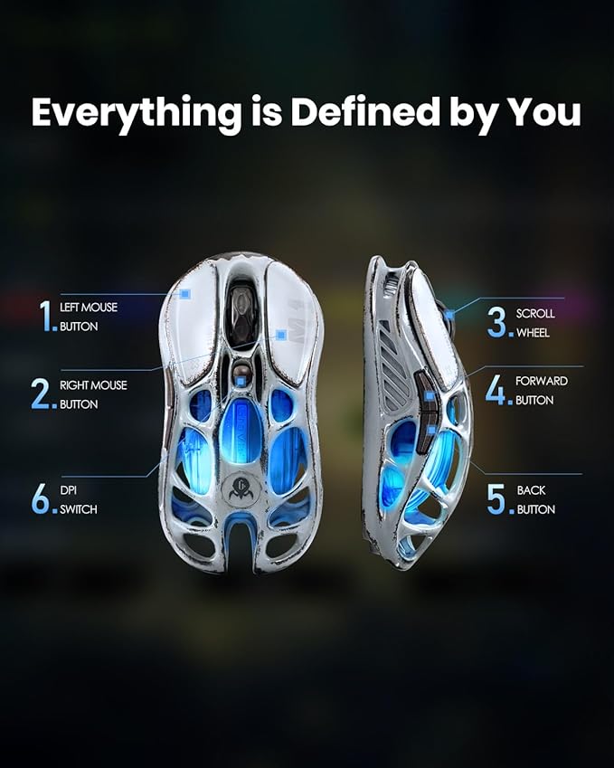 GravaStar Computer Mouse, Mercury M1 Pro Wireless Gaming Mouse with PAW3395DM Sensor, Magnesium Alloy Handcrafted Vintage Finish, 26000 DPI, 5 Programmable Buttons, Outfit with 1K & 4K Dongle